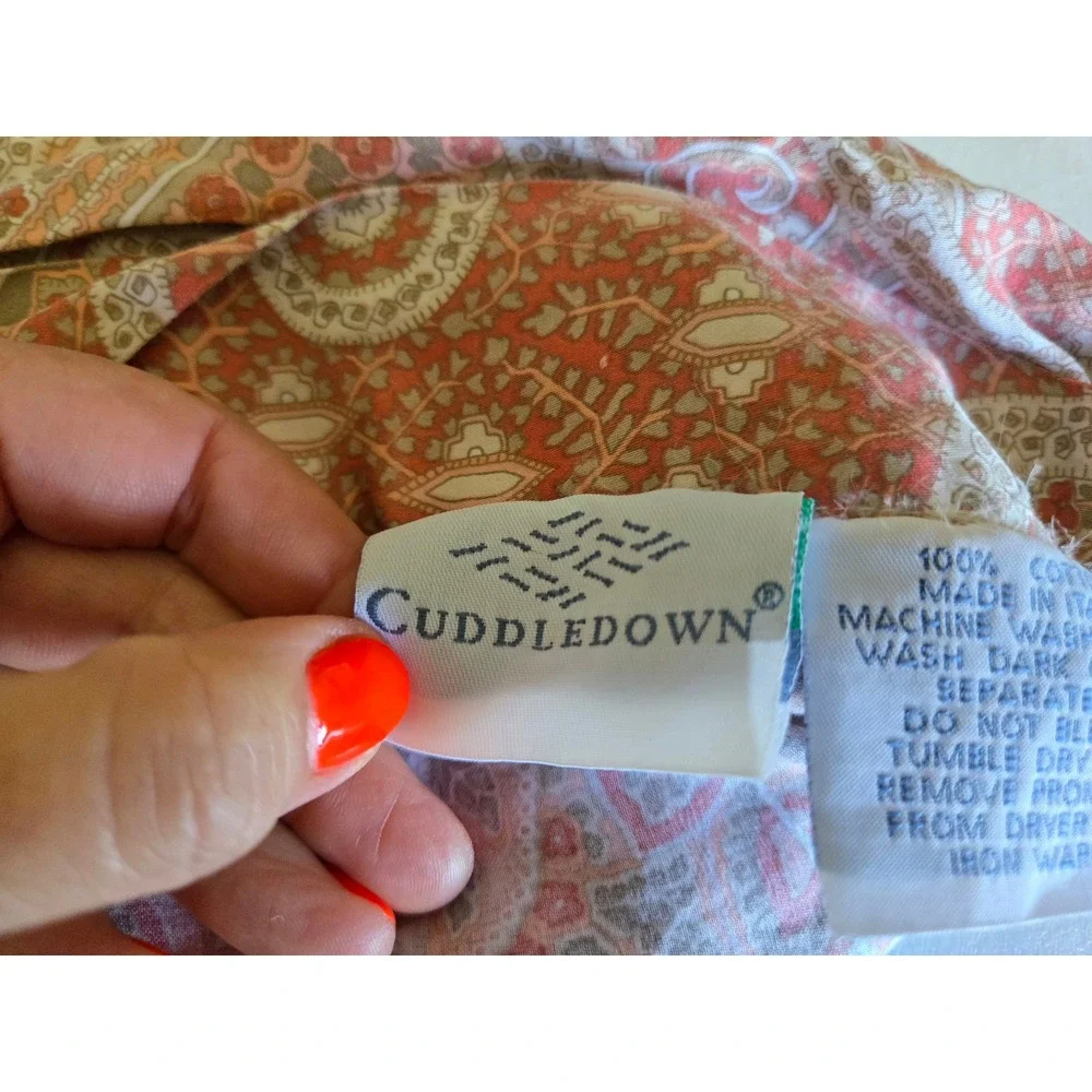 Cuddledown King Duvet Cover Made in Italy 100% Cotton Paisley Coral Grey Button